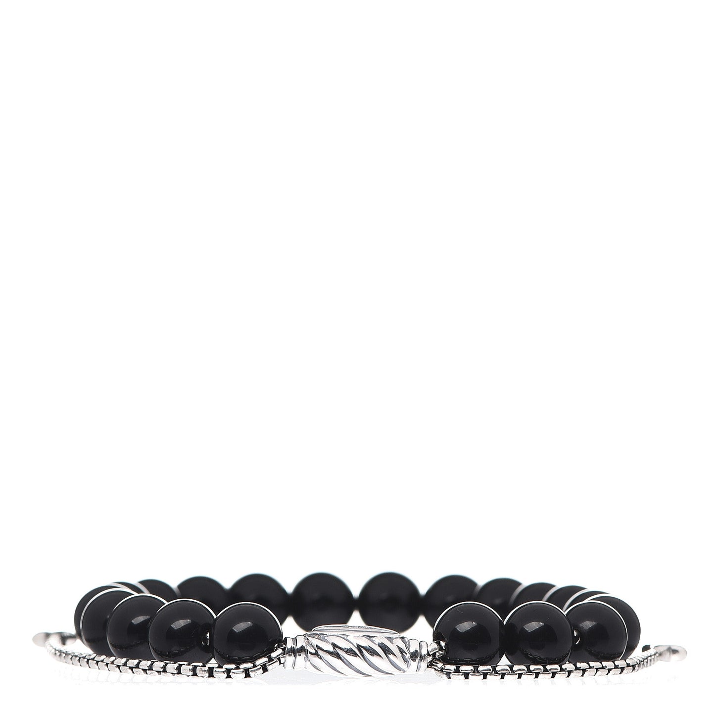 Sterling Silver Black Onyx 8mm Spiritual Beads Adjustable Bracelet