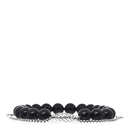 David Yurman Sterling Silver Black Onyx 8mm Spiritual Beads Adjustable Bracelet 2 of 3