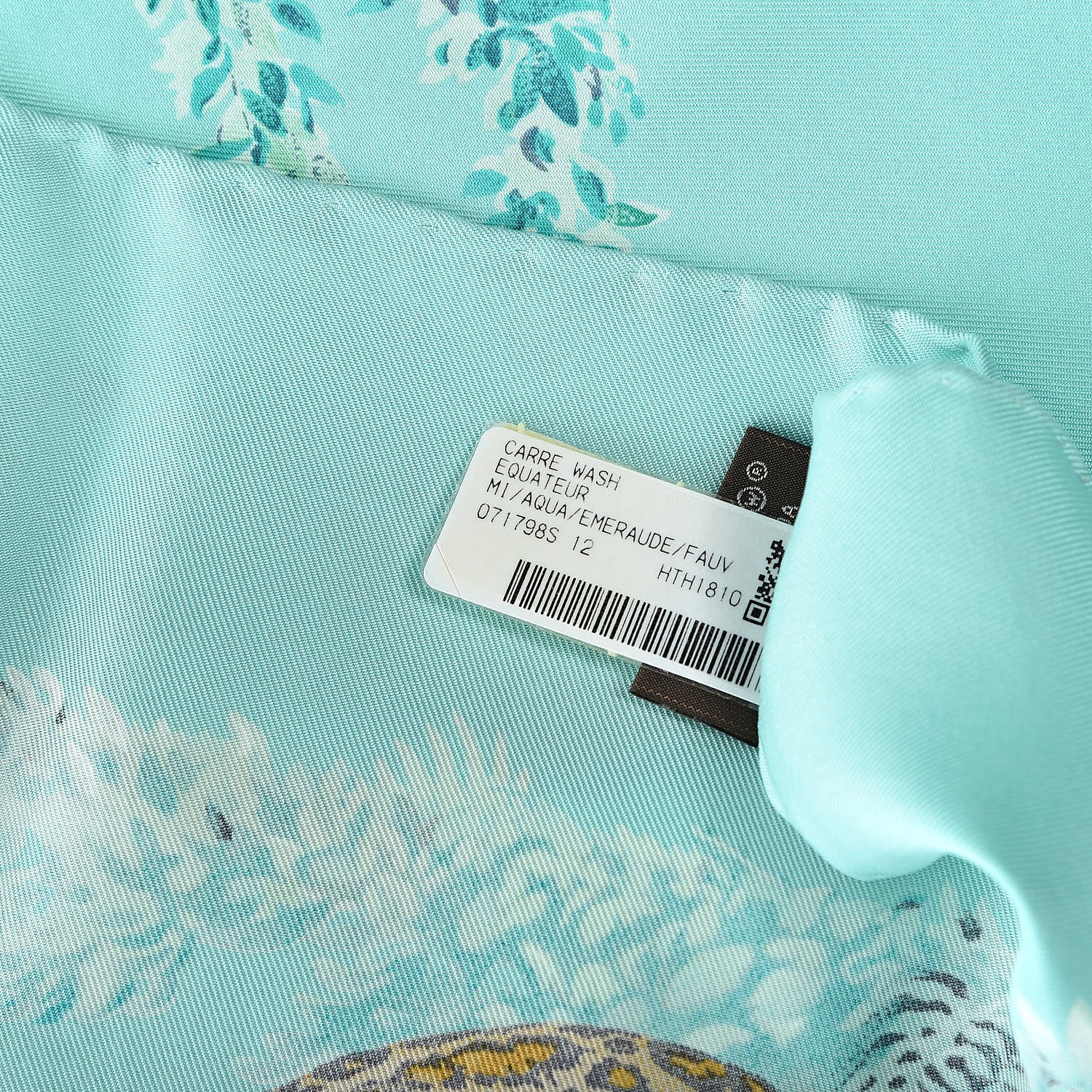 Hermes Silk Wash Equateur 90 Scarf Aqua Emeraude Fauve 6 of 8