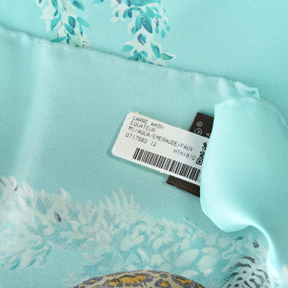 Hermes Silk Wash Equateur 90 Scarf Aqua Emeraude Fauve 6 of 8