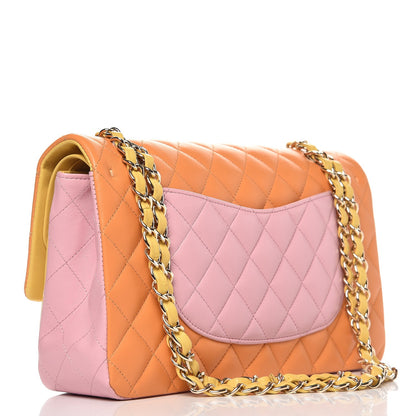 Chanel Lambskin Quilted Tri-Color Medium Double Flap Orange 4 of 9