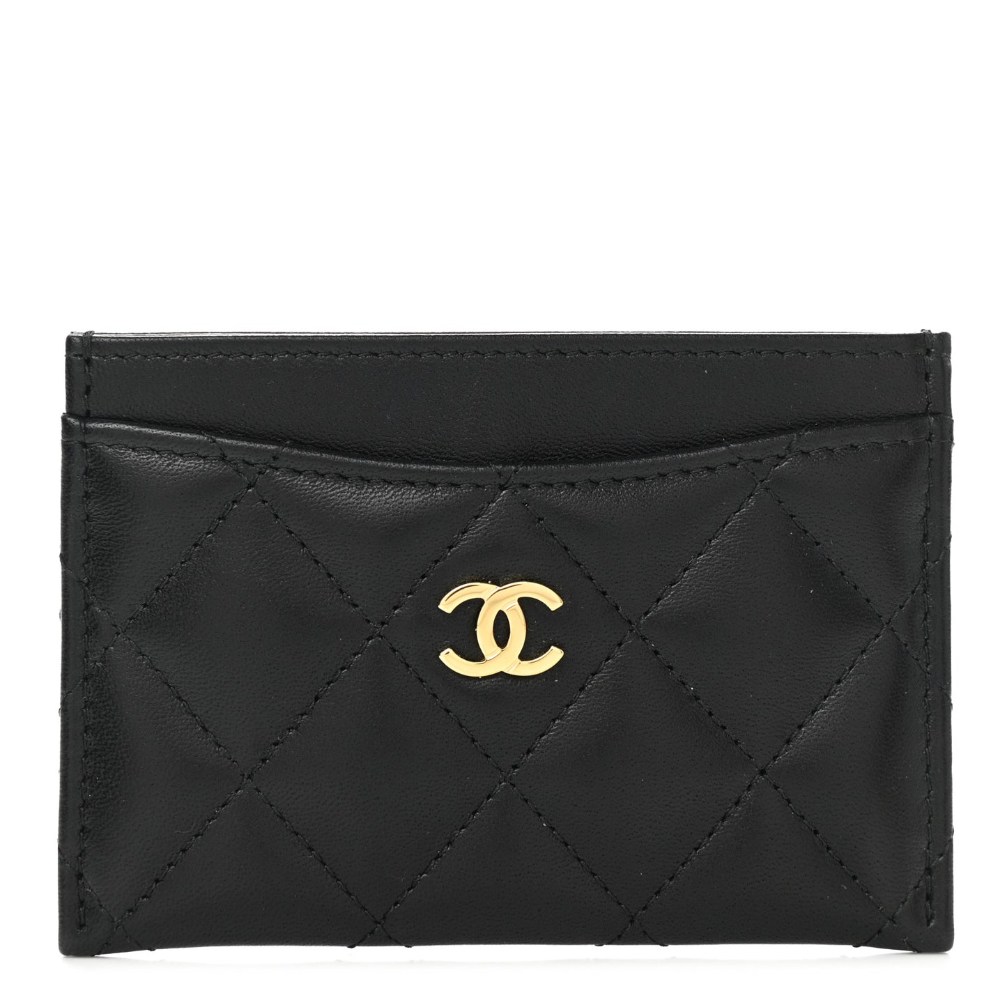 Lambskin Quilted Card Holder Black