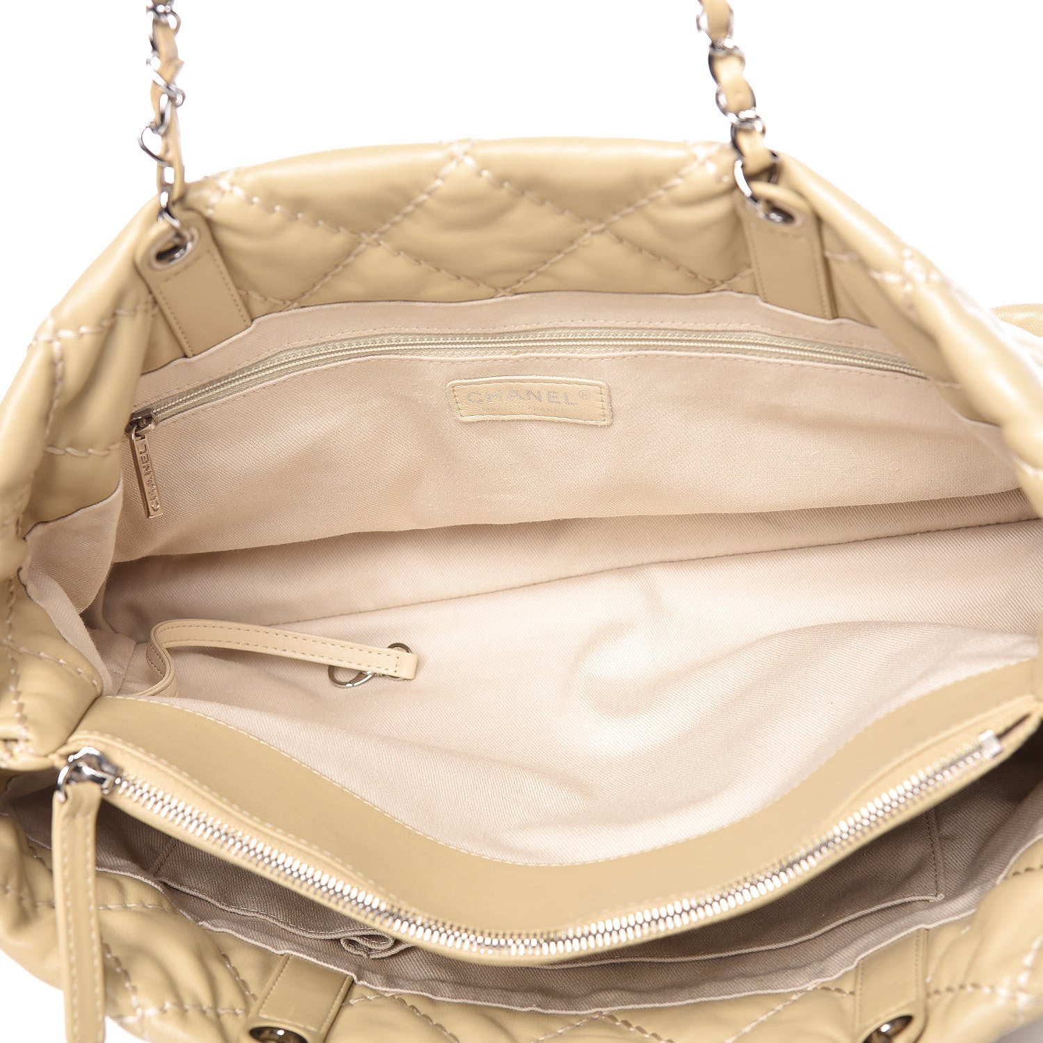 Chanel Calfskin Contrast Stitch Tote Beige 5 of 18