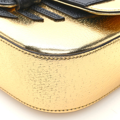 Gucci X ADIDAS Textured Dollar Calfskin Web Trefoil Horsebit 1955 Shoulder Bag King Gold Black 10 of 10