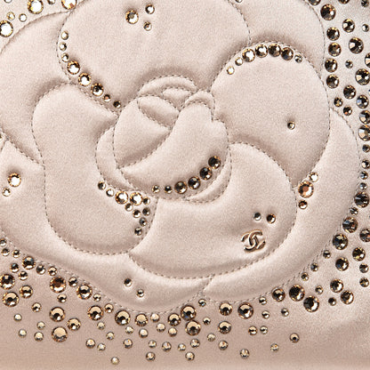 Chanel Satin Diamante Camellia Evening Clutch Bag Light Beige 9 of 12
