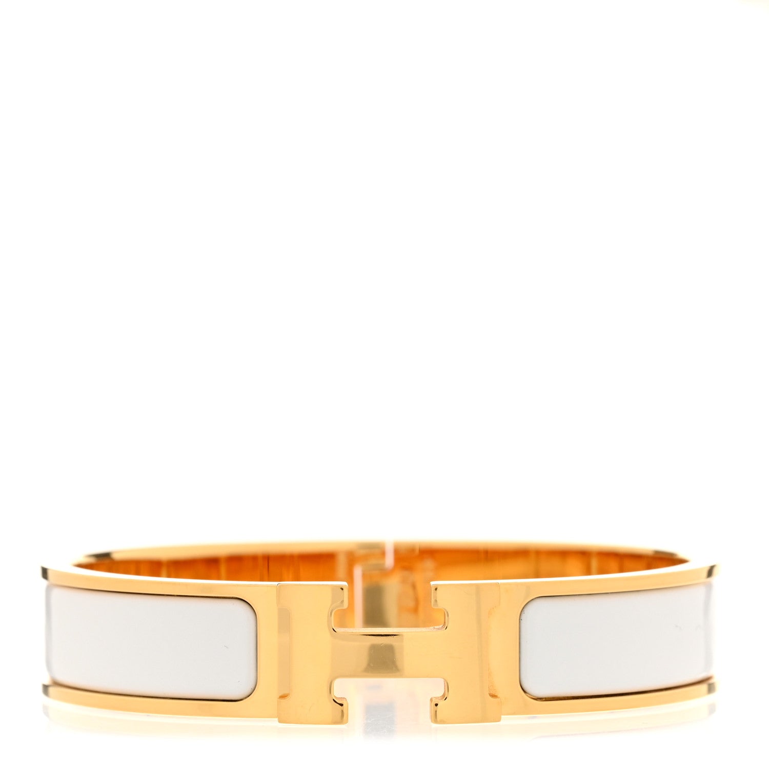 Hermes Enamel Narrow Clic Clac H Bracelet PM White 1 of 5