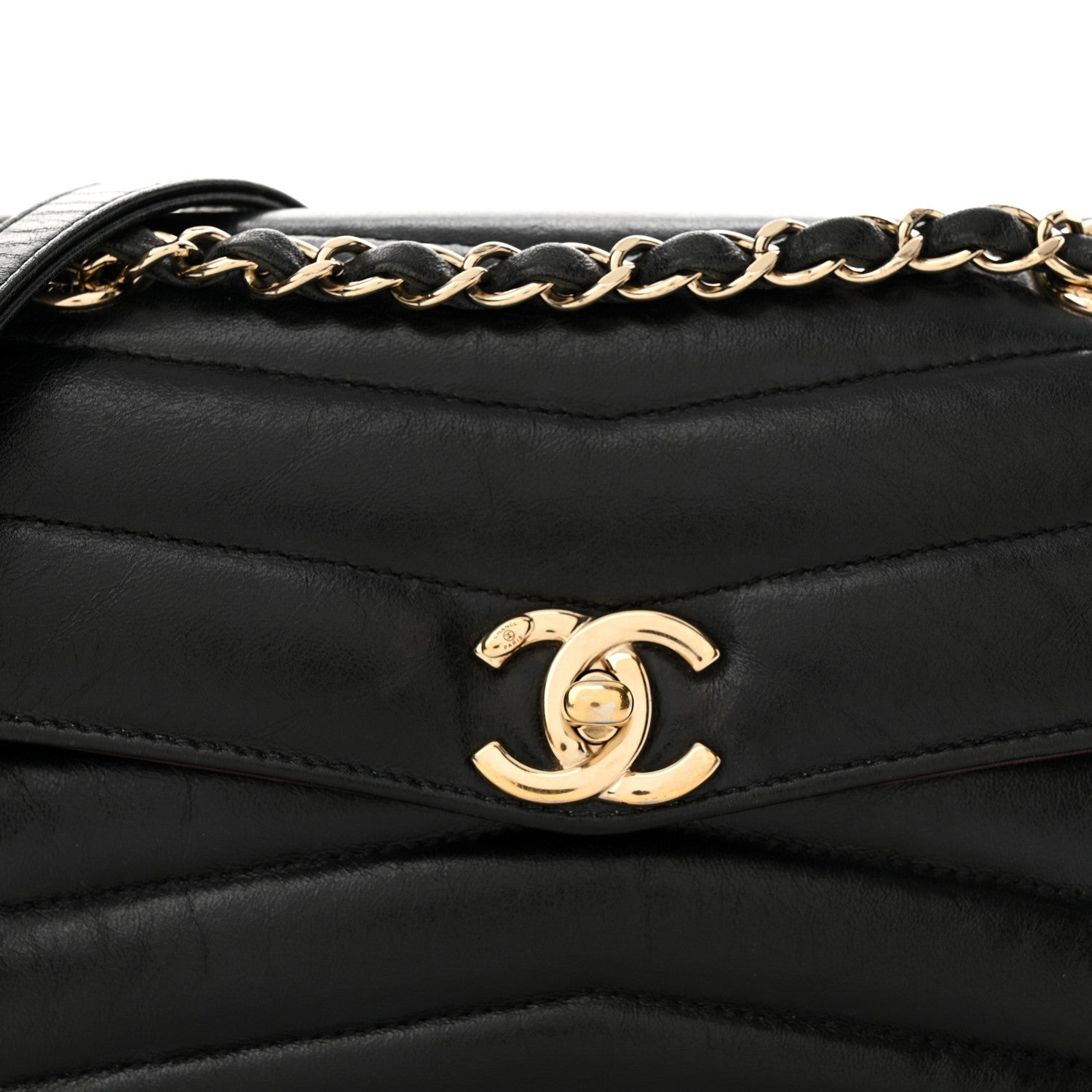 Chanel Shiny Lambskin Quilted Small Chevron Miroir Black 8 of 19