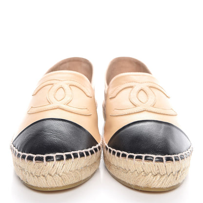 Chanel Lambskin CC Espadrilles 39 Beige Black 2 of 11