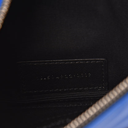 Saint Laurent Grain De Poudre Chevron Monogram Bill Pouch Neon Blue 7 of 7