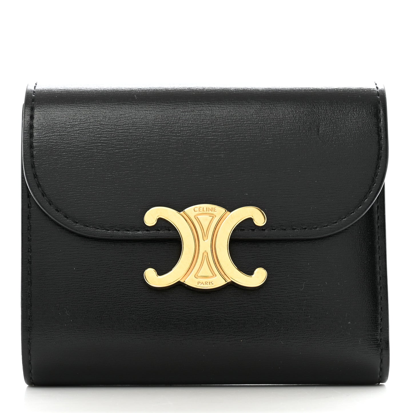 Shiny Smooth Lambskin Small Triomphe Wallet Black