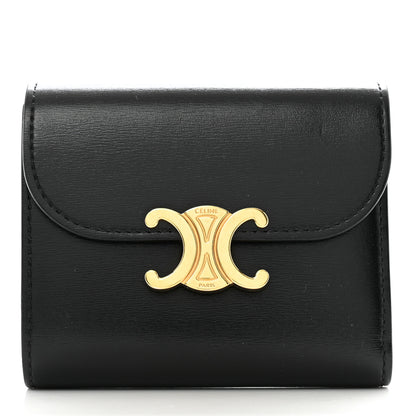 Celine Shiny Smooth Lambskin Small Triomphe Wallet Black 1 of 11