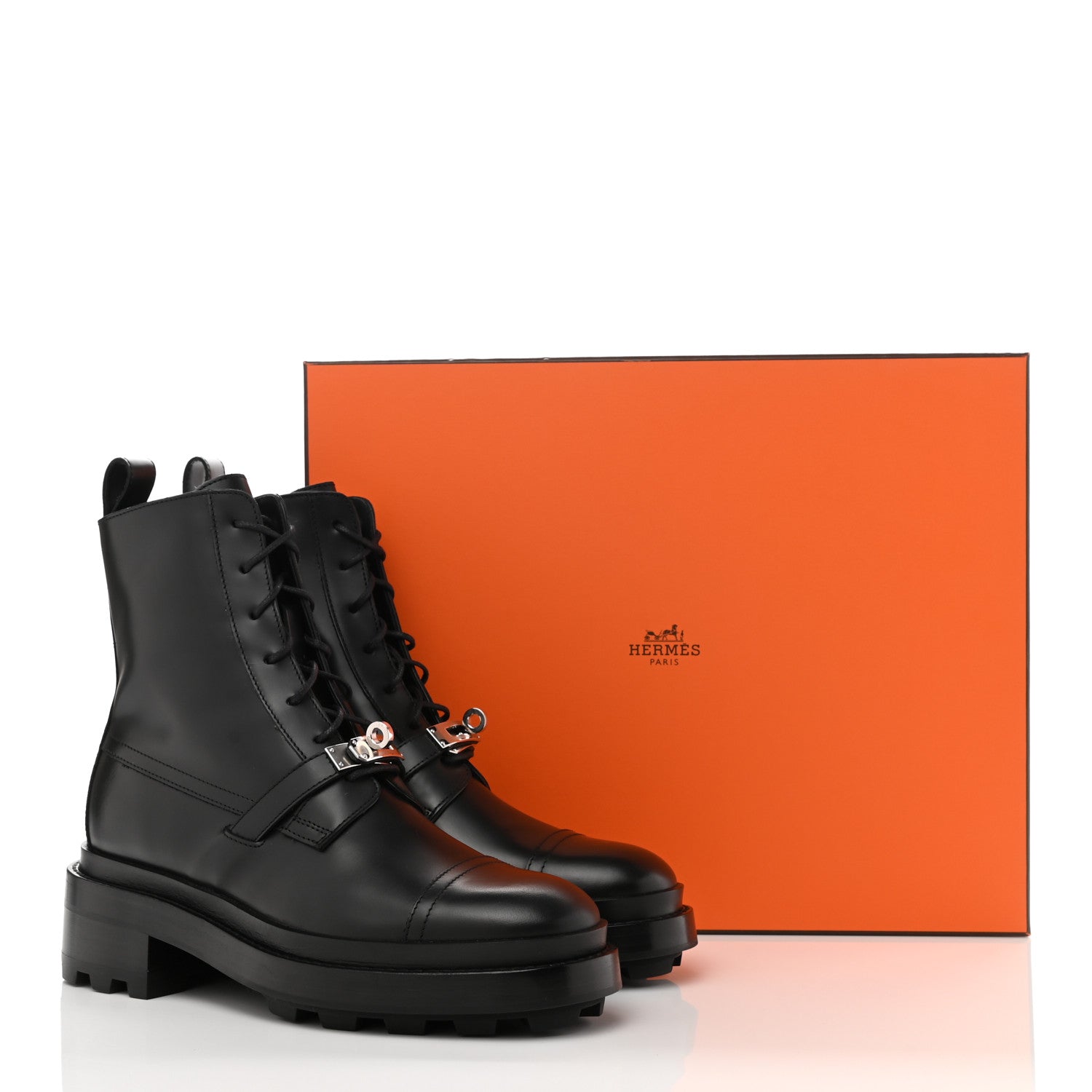 Hermes Glossed Calfskin Funk Ankle Boots 36 Black 9 of 9