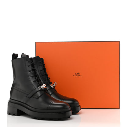 Hermes Glossed Calfskin Funk Ankle Boots 36 Black 9 of 9