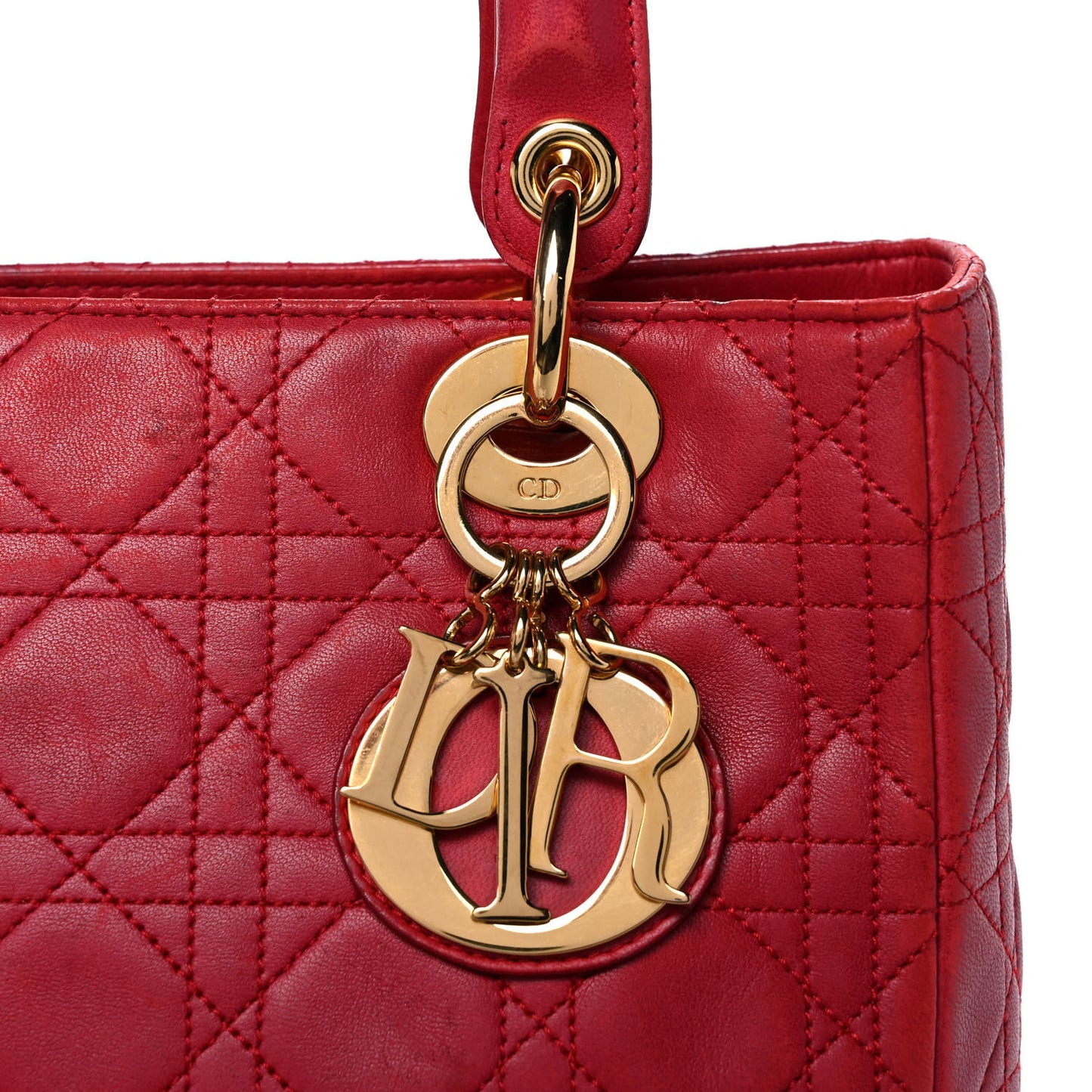 Lambskin Cannage Medium Lady Dior Red