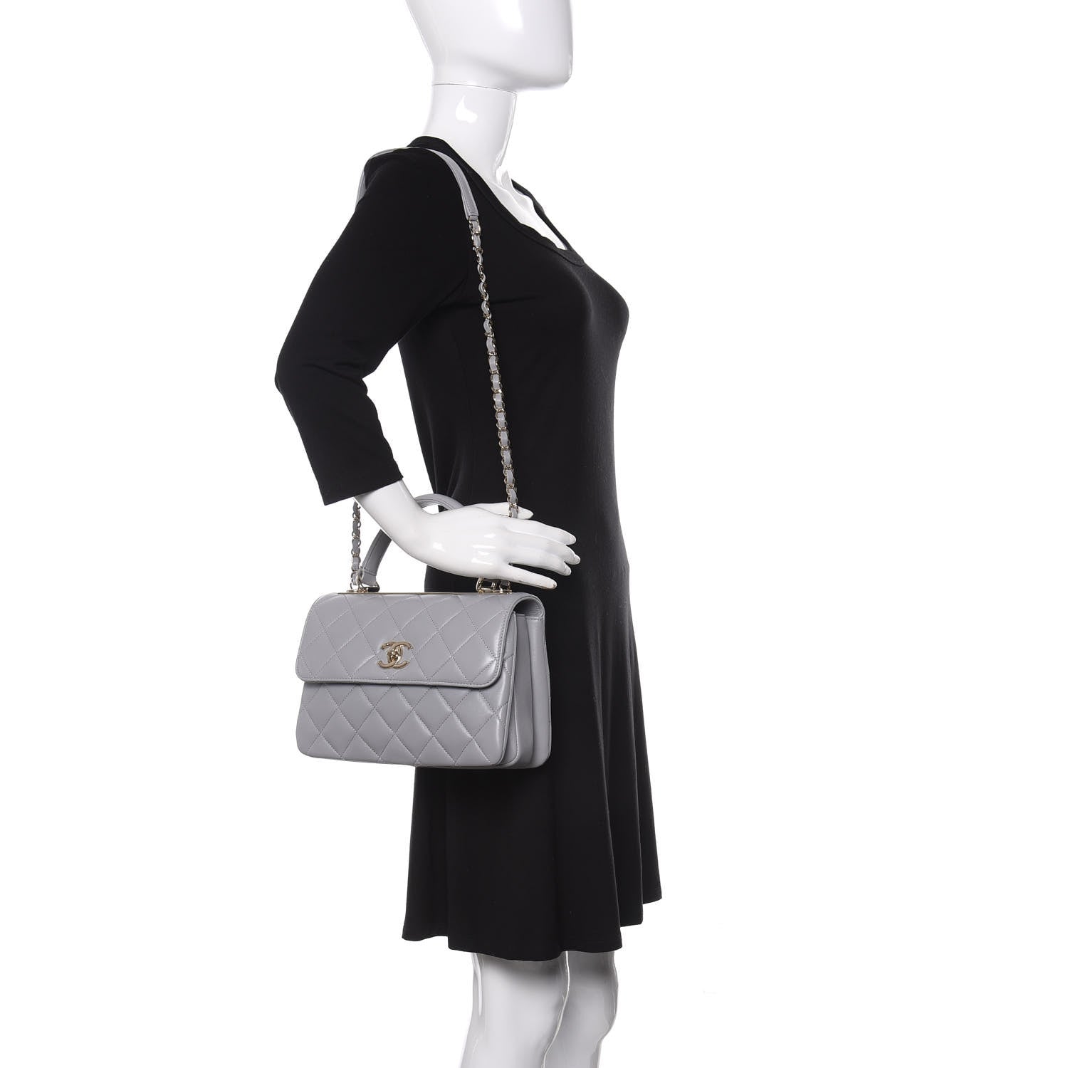 Chanel Lambskin Quilted Small Trendy CC Flap Dual Handle Bag Grey 2 of 11