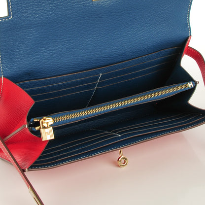 Hermes Epsom Kelly Longue Wallet Rouge Casaque Bleu Thalassa 5 of 11