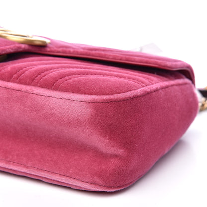 Gucci Velvet Matelasse Small GG Marmont Shoulder Bag Light Raspberry Rose 9 of 10