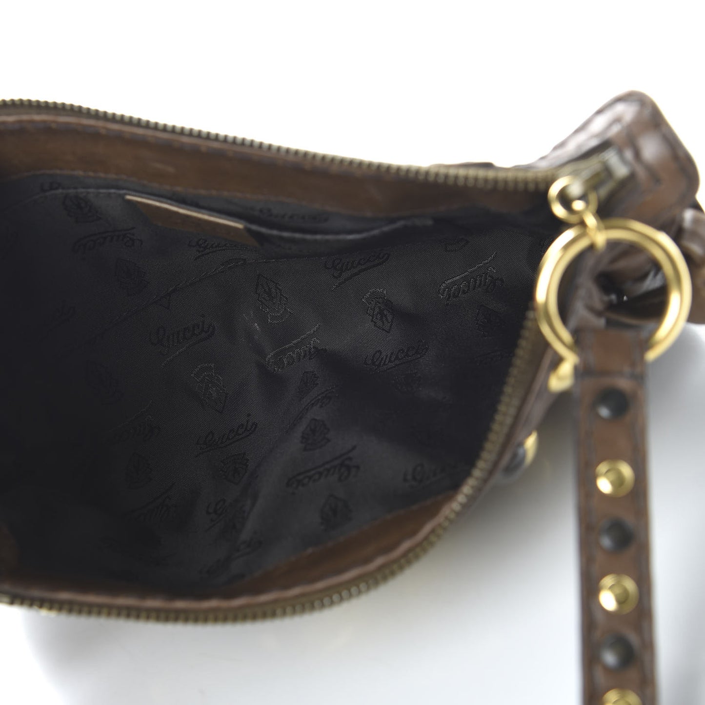 Calfskin Studded Babouska Clutch Brown