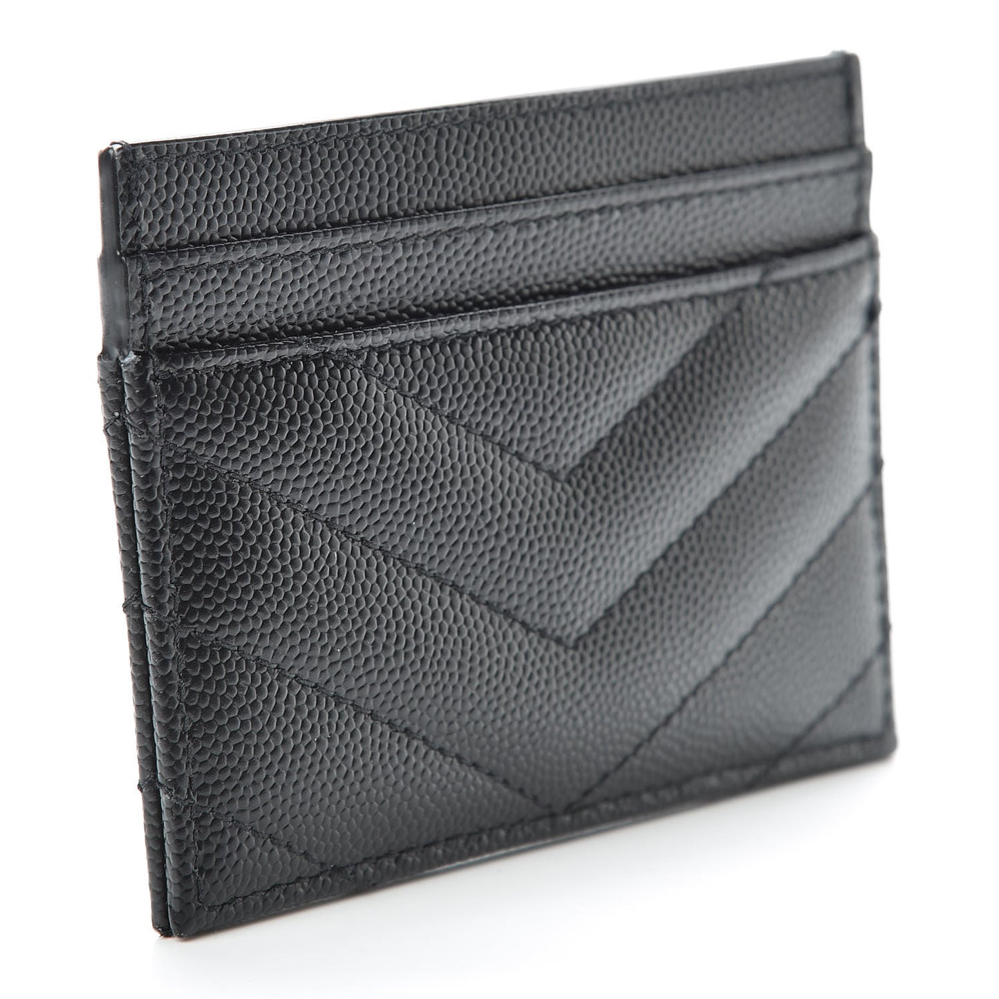 Grain De Poudre Matelasse Chevron Monogram Credit Card Case Black