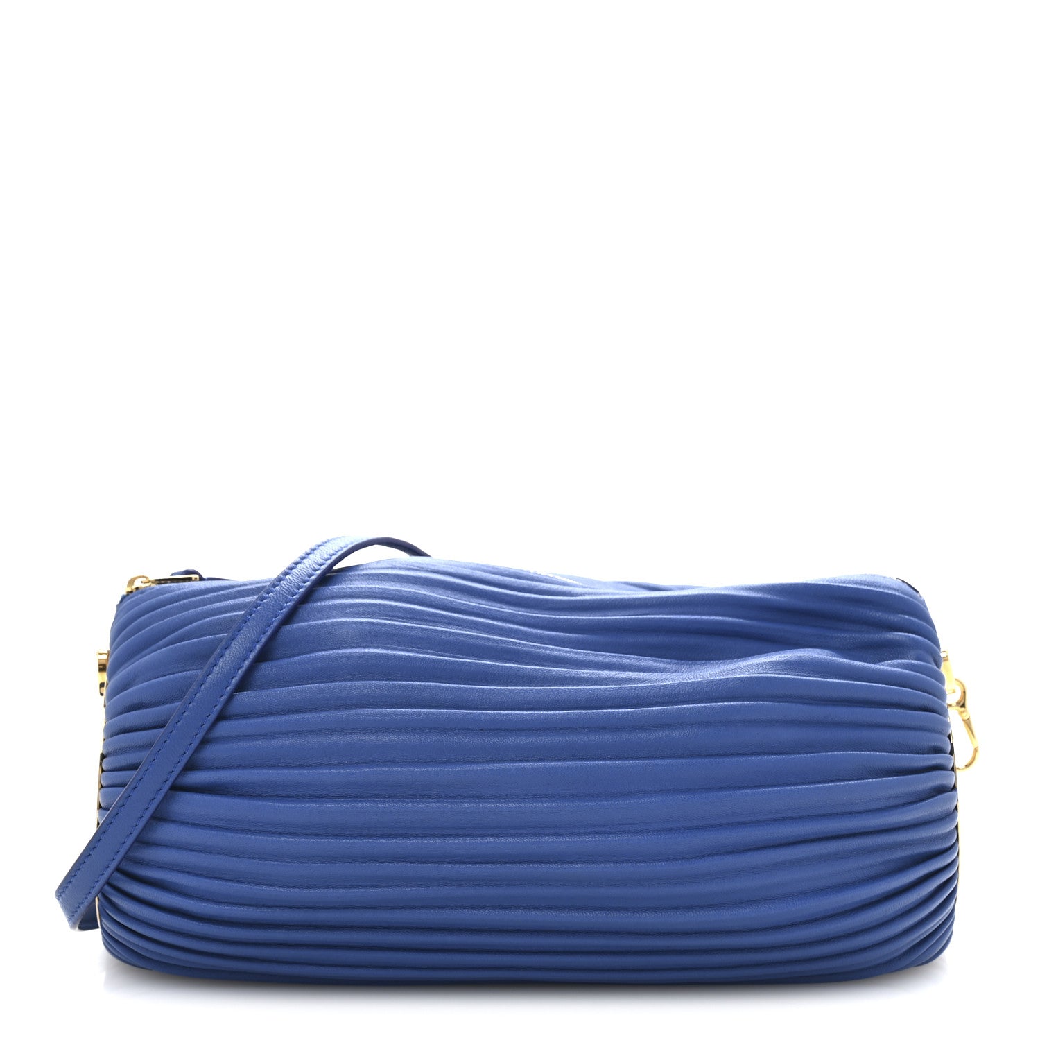 Loewe Lambskin Pleated Bracelet Pouch Shoulder Bag Royal Blue 1 of 11