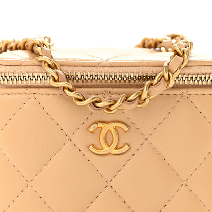 Chanel Lambskin Quilted Pearl Crush Mini Vanity Case With Chain Beige 8 of 11