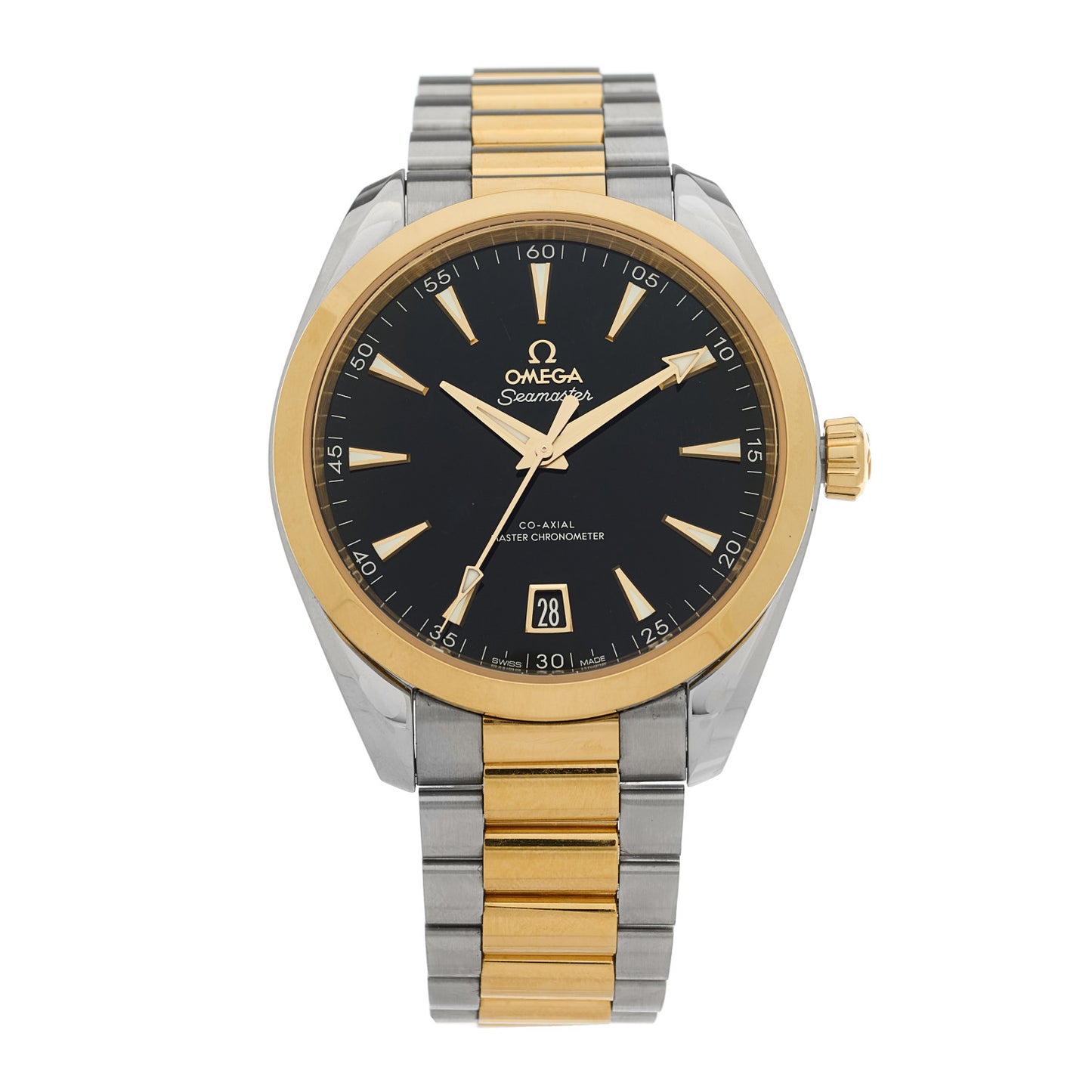 Stainless Steel 18K Moonshine Gold 41mm Seamaster Aqua Terra 150M Chronometer Automatic Watch Black 220.20.41.21.01.001