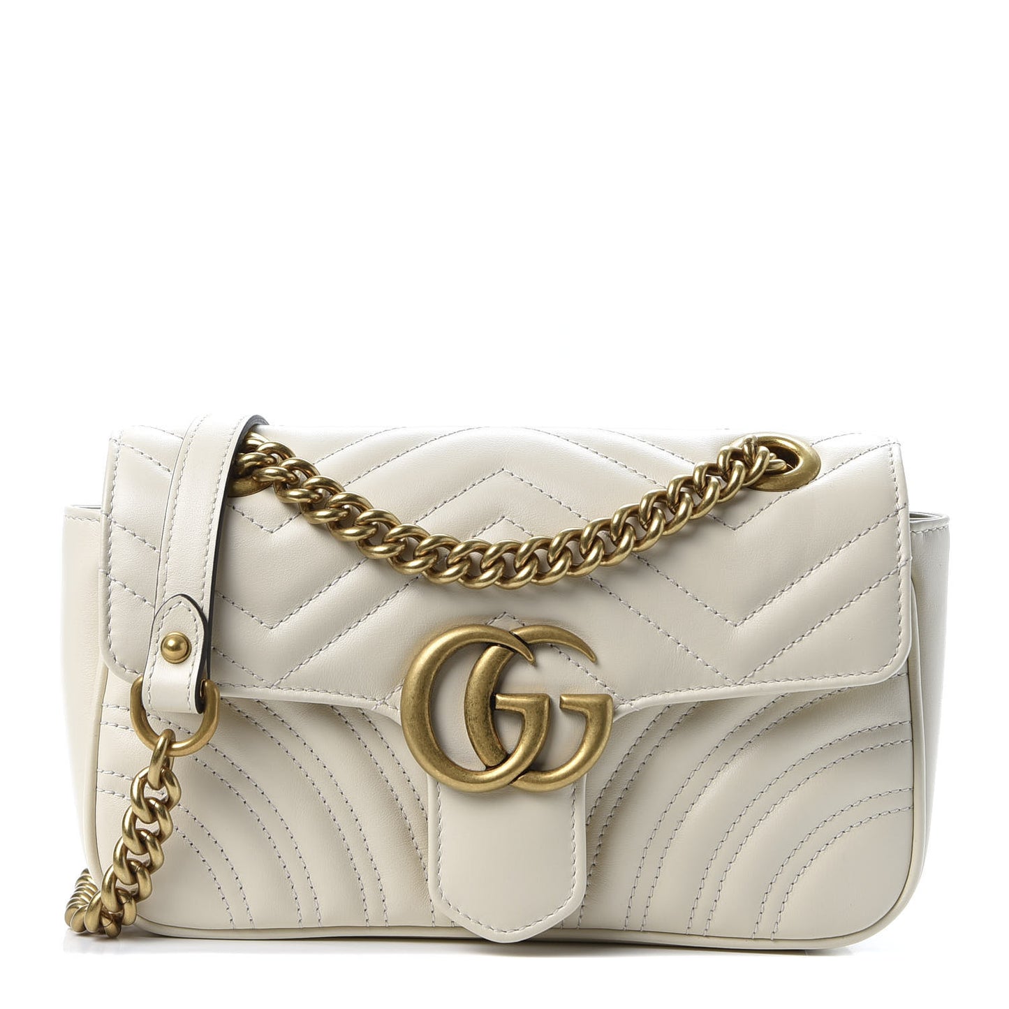 Calfskin Matelasse Mini GG Marmont Shoulder Bag White