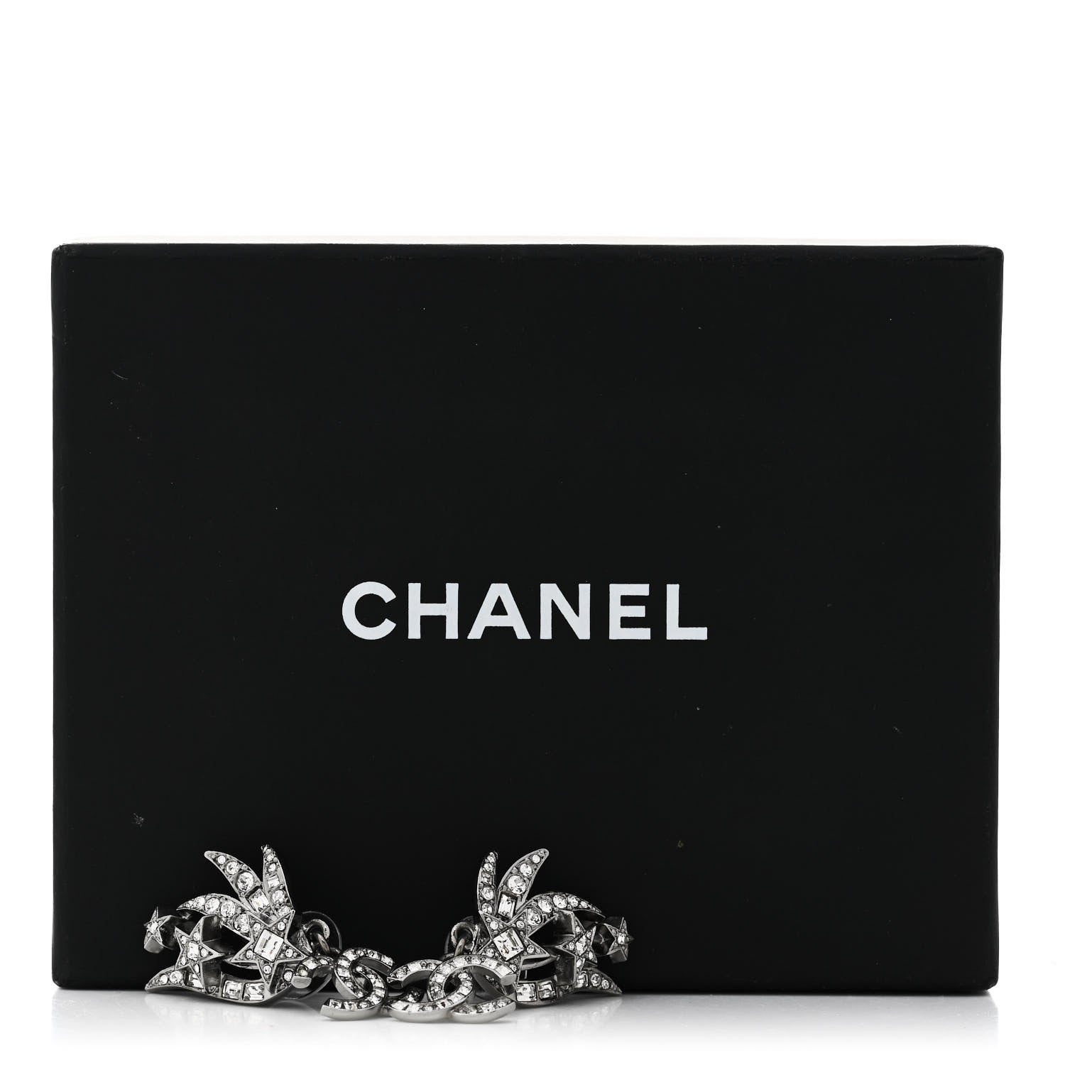 Chanel Crystal Baguette CC Wing Star Earrings Silver 5 of 5