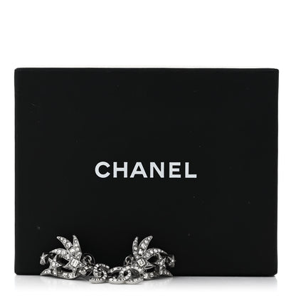 Chanel Crystal Baguette CC Wing Star Earrings Silver 5 of 5
