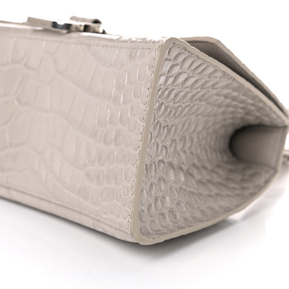 Balenciaga Shiny Calfskin Crocodile Embossed Small Hourglass Top Handle Bag Cold Beige 8 of 10
