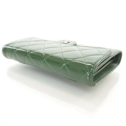 Chanel Patent Quilted Large Flap Wallet Green 3 of 8