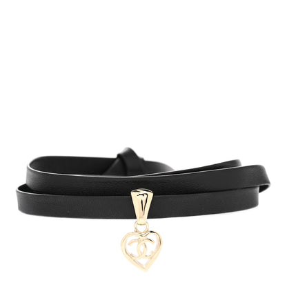 Chanel Lambskin CC Heart Choker Necklace Black 1 of 4