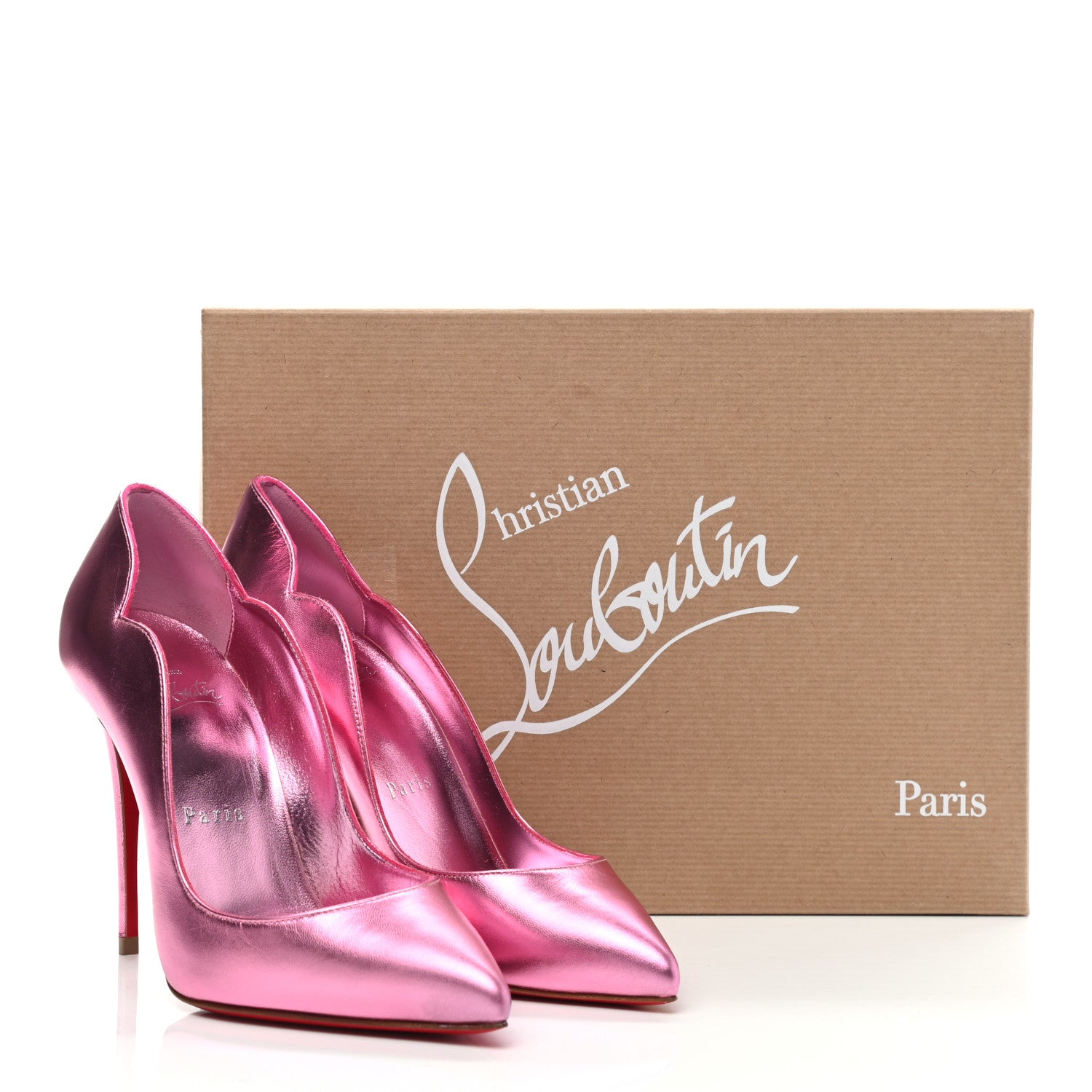 Christian Louboutin Metallic Patent Hot Chick 100 Pumps 35 Pink 8 of 8