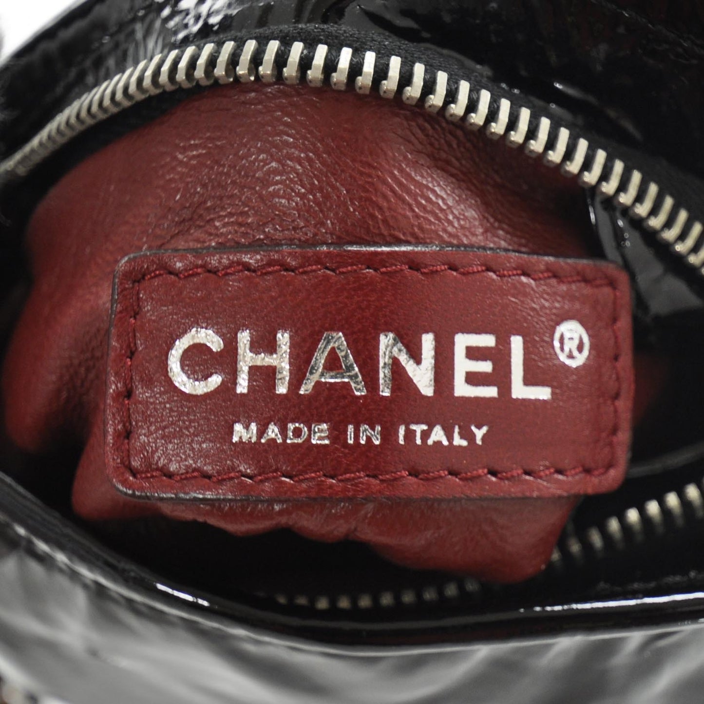 Patent Small CC Bonbons Candy Wristlet Black