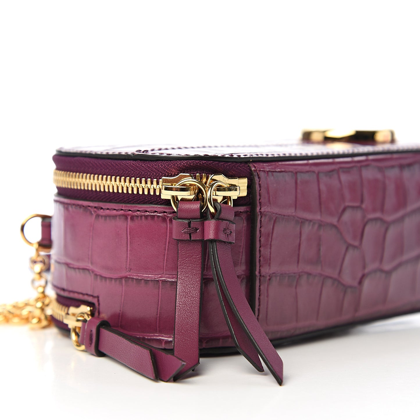 Calfskin Crocodile Embossed Mini C Vanity Bag Crushed Violet