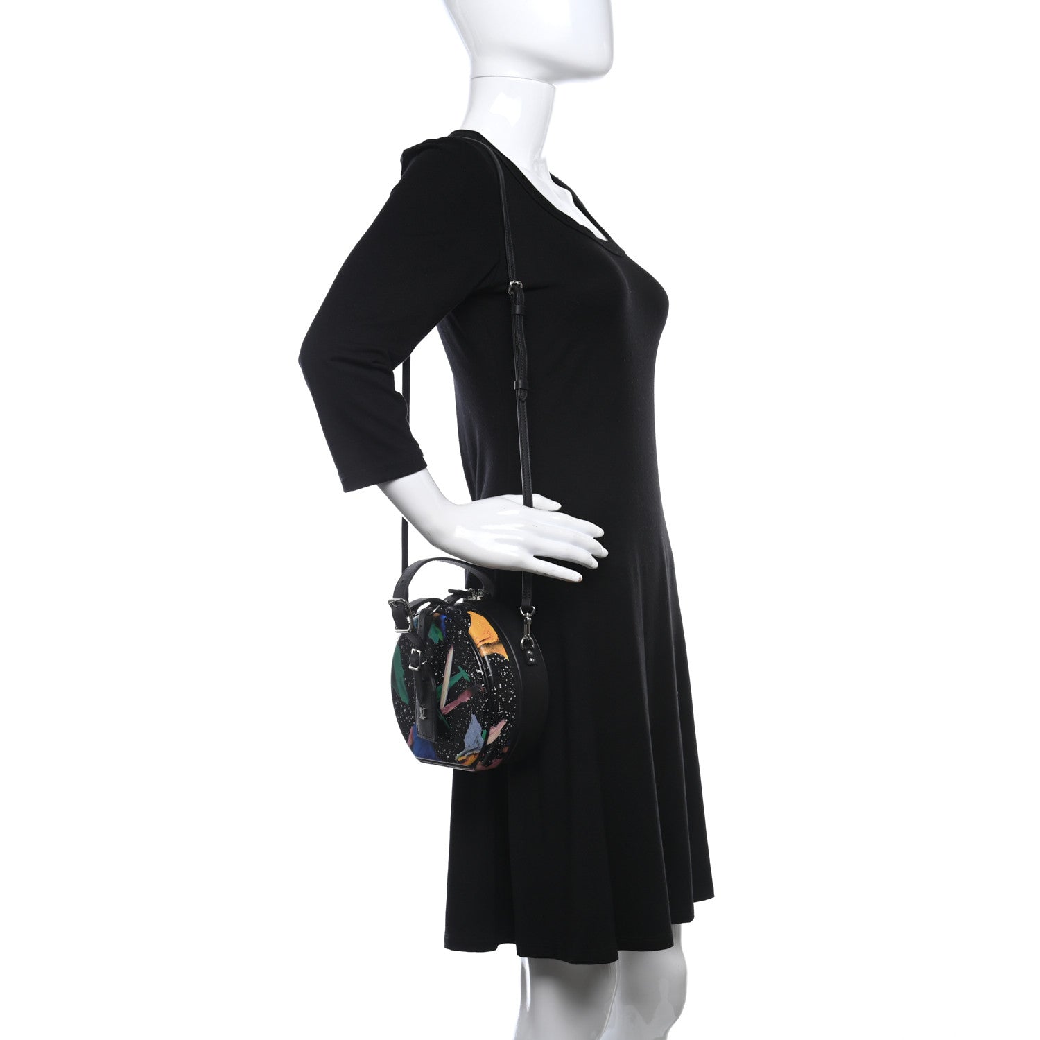 Louis Vuitton Calfskin Splash Print Petite Boite Chapeau Black 2 of 10
