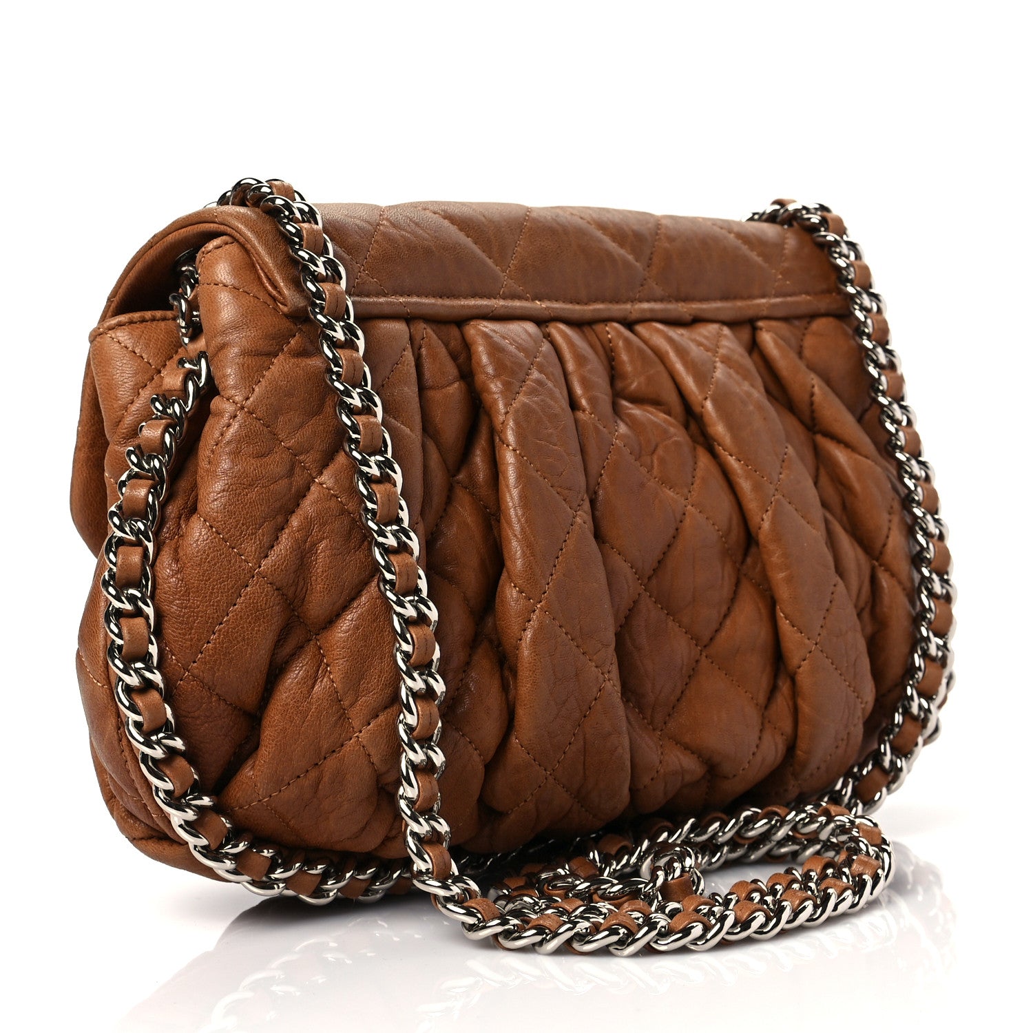Chanel Washed Lambskin Quilted Medium Chain Around Messenger Dark Beige 2 of 7
