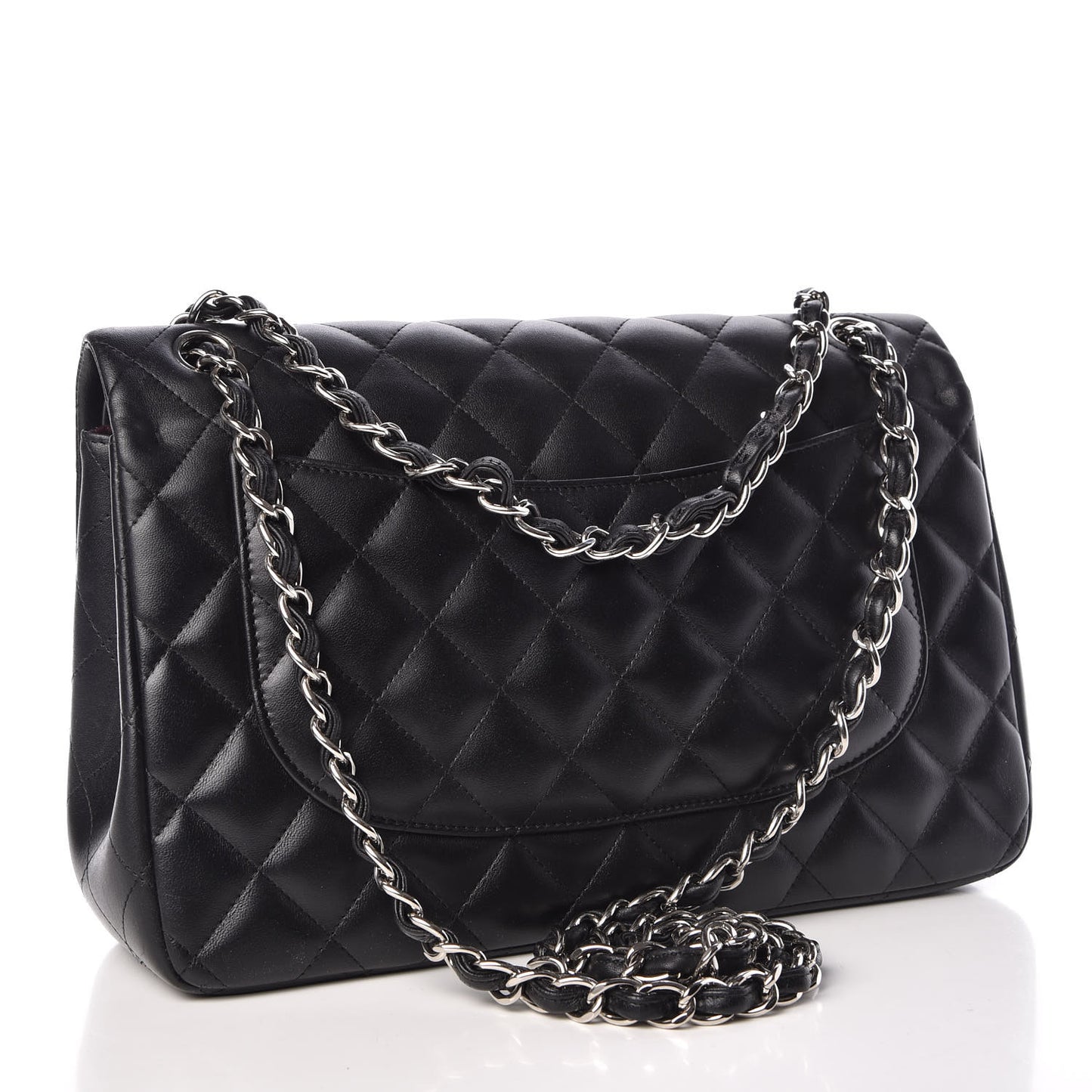 Lambskin Quilted Jumbo Double Flap Black