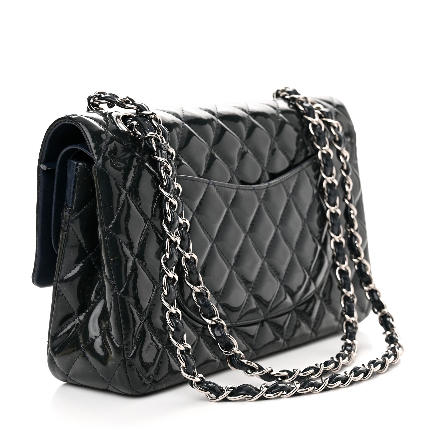 Chanel Patent Quilted Medium Double Flap Navy 3 of 14