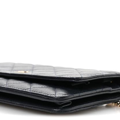 Chanel Caviar Quilted Wallet on Chain WOC Navy Blue 11 of 11