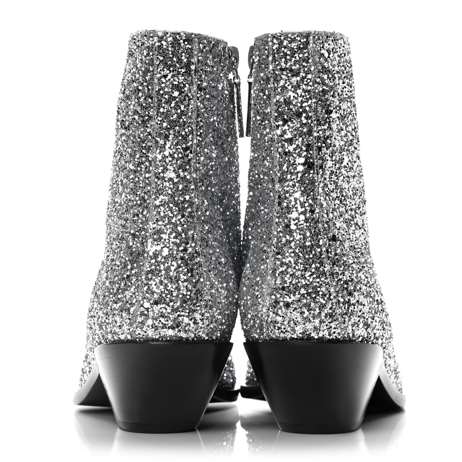 Saint Laurent Glitter Calfskin West 45 Boots 36.5 Silver 6 of 10