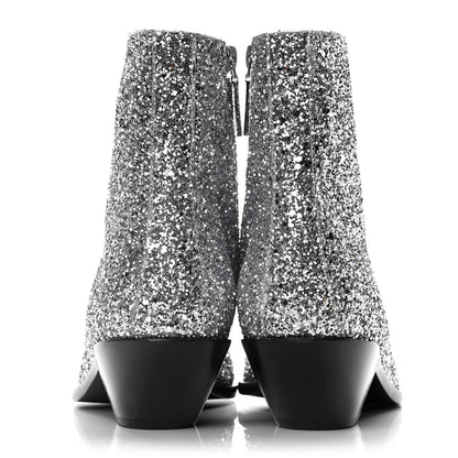 Saint Laurent Glitter Calfskin West 45 Boots 36.5 Silver 6 of 10