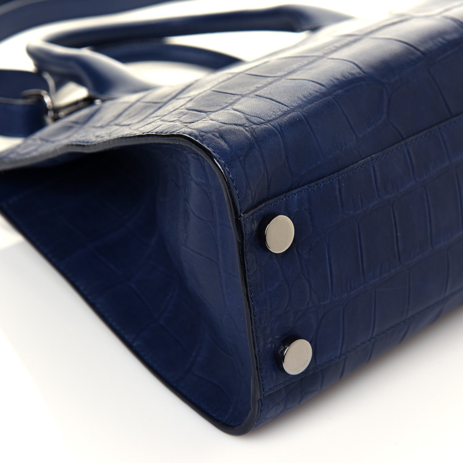 Jimmy Choo Crocodile Embossed Calfskin Riley Tote Steel Blue 10 of 12