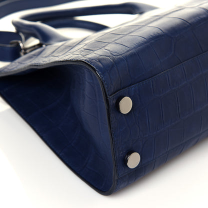 Jimmy Choo Crocodile Embossed Calfskin Riley Tote Steel Blue 10 of 12