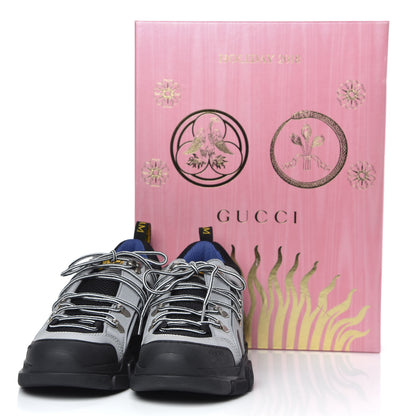 Gucci X SEGA Mesh Technical Canvas Calfskin Reflective Mens Flashtrek Sneakers 8 Silver Black 8 of 8