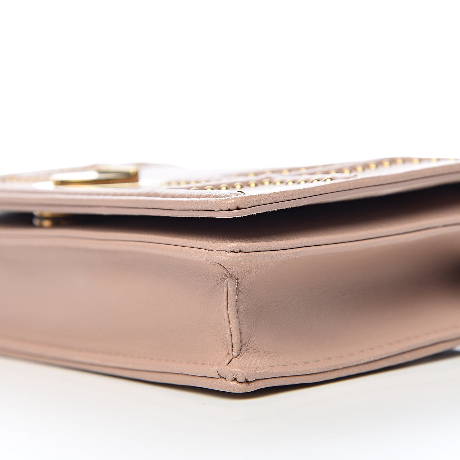 Christian Dior Calfskin Studded Diorama Wallet on Chain Pouch Nude 9 of 10