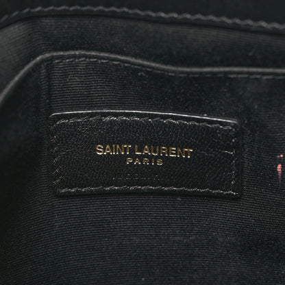 Saint Laurent Calfskin Matelasse Chevron Monogram A5 Wristlet Black 6 of 11