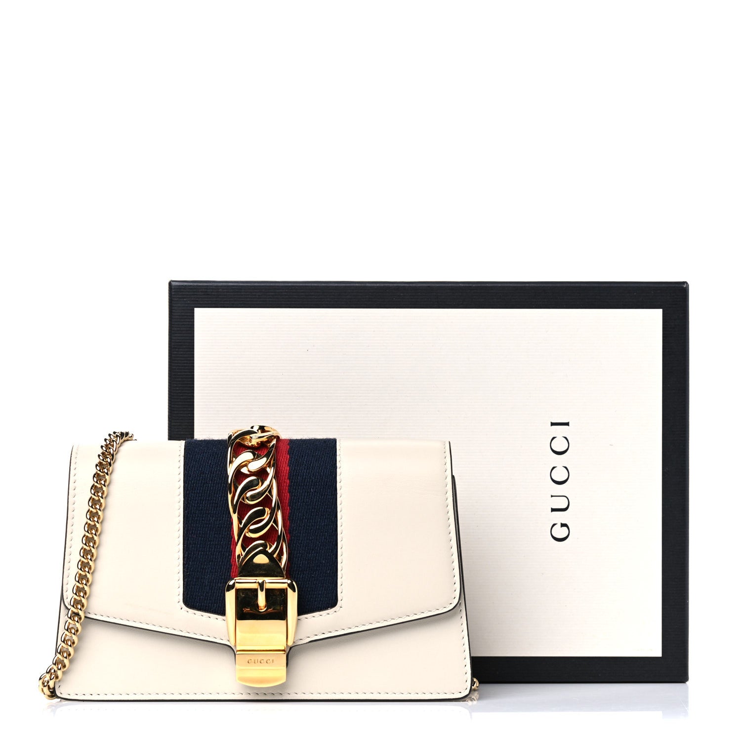 Gucci Calfskin Super Mini Sylvie Chain Shoulder Bag White 13 of 13
