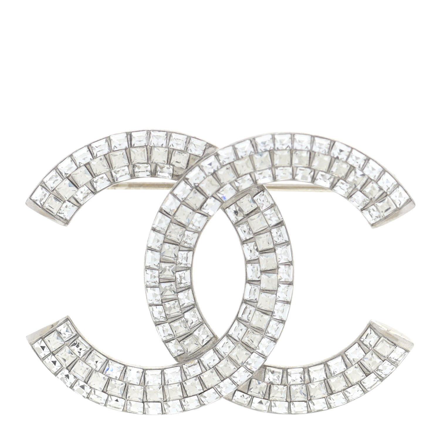 Chanel Baguette Crystal CC Brooch Silver 1 of 4