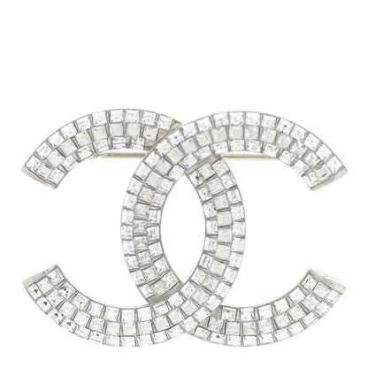 Chanel Baguette Crystal CC Brooch Silver 1 of 4